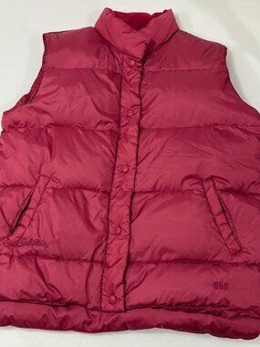 Cabela's L Red Premier Northern Goose Down Puffer Vest 650 Snap Front